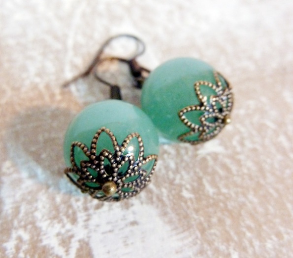 Remember Me: Green Jade vintage inspired earrings  