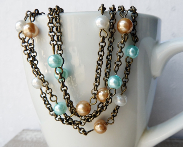 Accidental Grace : Pearl and brass necklace or bracelet 
