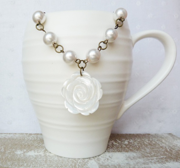 All is Fair: Mother of Pearl flower necklace